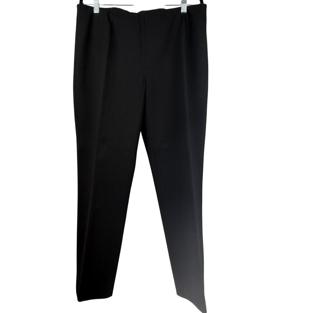 Misook Black Knit Pull-On Pants Straight Leg Career Minimalist Travel Large